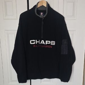 Chaps Black and Gray Zip-Up Sweater for Men